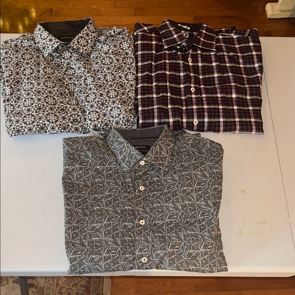 Bugatchi Men's Casual Shirts - Black, Purple, Gray lot of 3